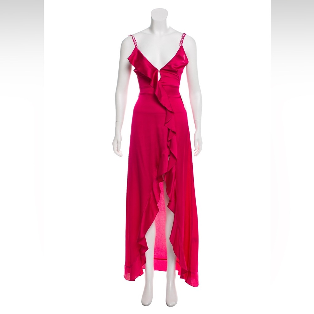 For Love & Lemons Isabella Ruffled Maxi Dress in Fuchsia Size M - Picture 15 of 16